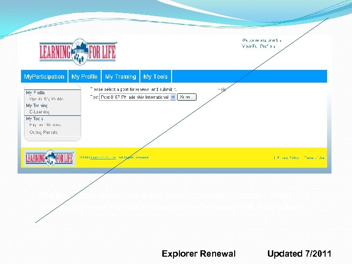 The Post drop-down may have more than one selection. Make the appropriate selection for