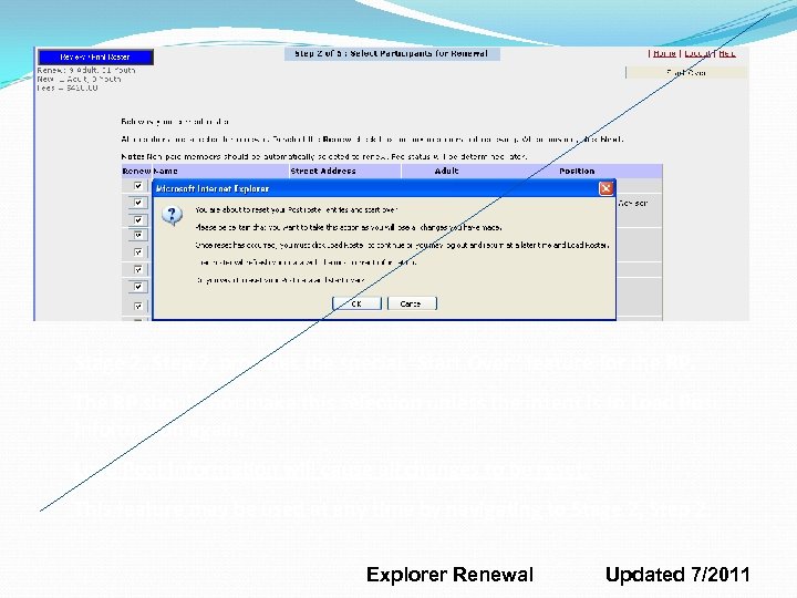 Stage 2, Step 2, provides the special “Start Over” feature for the RP. The