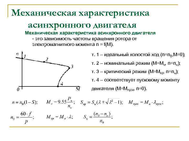 Электрическая характеристика асинхронного двигателя