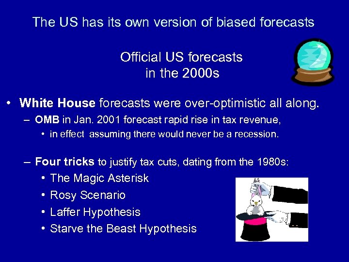 The US has its own version of biased forecasts Official US forecasts in the