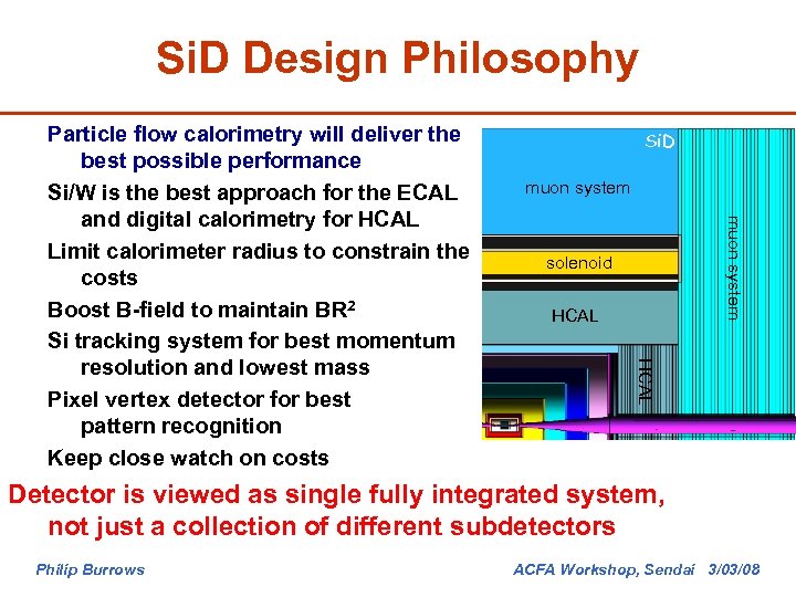 Si. D Design Philosophy Si. D muon system solenoid HCAL Particle flow calorimetry will