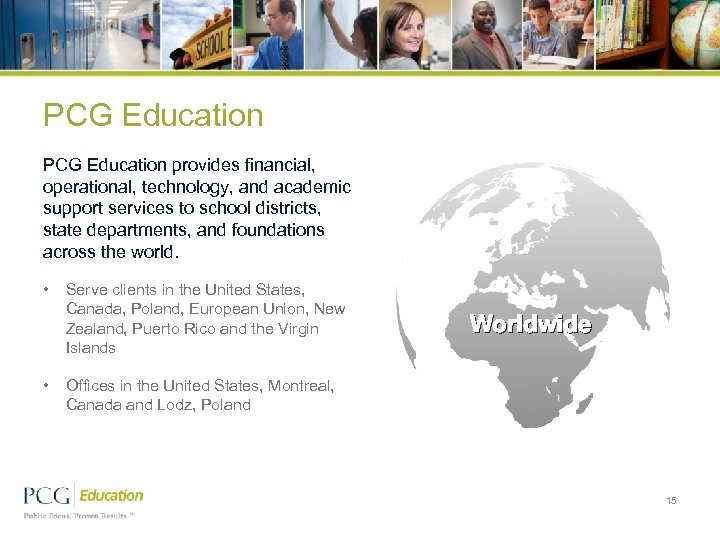 PCG Education provides financial, operational, technology, and academic support services to school districts, state