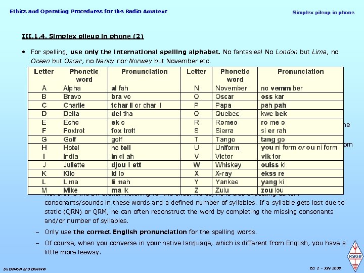 Ethics and Operating Procedures for the Radio Amateur Simplex pileup in phone III. 1.
