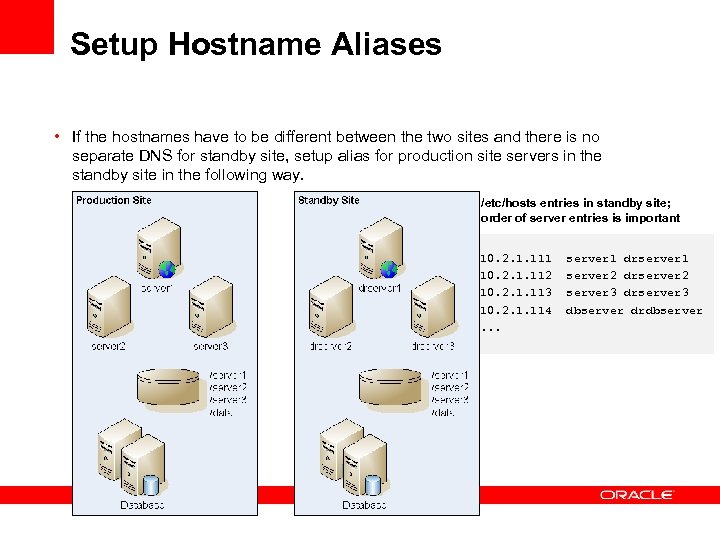 Setup Hostname Aliases • If the hostnames have to be different between the two
