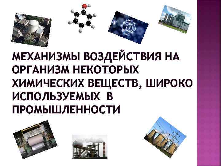 МЕХАНИЗМЫ ВОЗДЕЙСТВИЯ НА ОРГАНИЗМ НЕКОТОРЫХ ХИМИЧЕСКИХ ВЕЩЕСТВ, ШИРОКО ИСПОЛЬЗУЕМЫХ В ПРОМЫШЛЕННОСТИ 