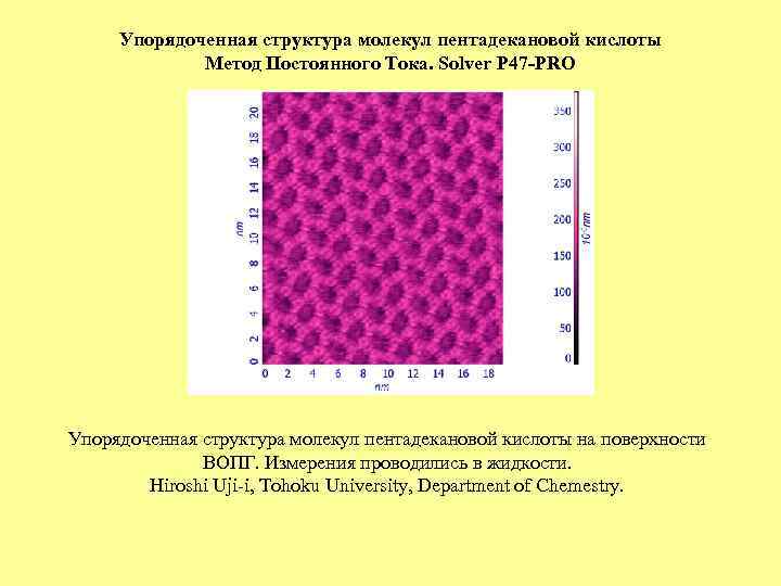 Упорядоченная структура молекул пентадекановой кислоты Метод Постоянного Тока. Solver P 47 -PRO Упорядоченная структура