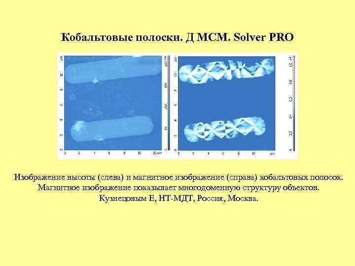 Кобальтовые полоски. Д МСМ. Solver PRO Изображение высоты (слева) и магнитное изображение (справа) кобальтовых