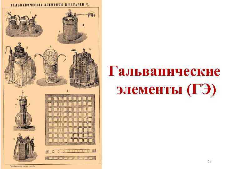 Гальванические элементы (ГЭ) 13 