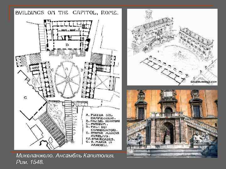 Микеланжело. Ансамбль Капитолия. Рим. 1548. 