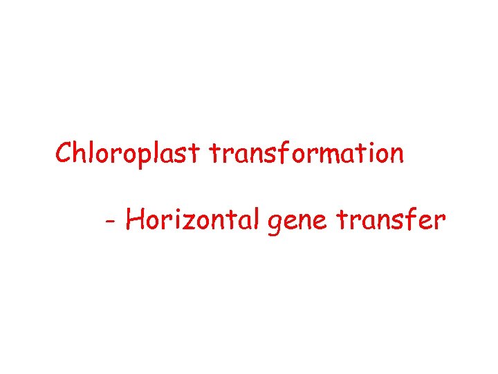 Chloroplast transformation - Horizontal gene transfer 