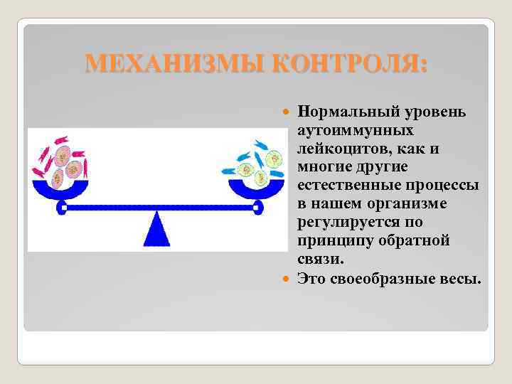 МЕХАНИЗМЫ КОНТРОЛЯ: Нормальный уровень аутоиммунных лейкоцитов, как и многие другие естественные процессы в нашем