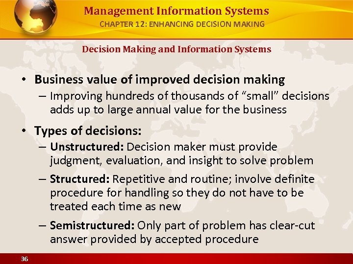 Management Information Systems CHAPTER 12: ENHANCING DECISION MAKING Decision Making and Information Systems •