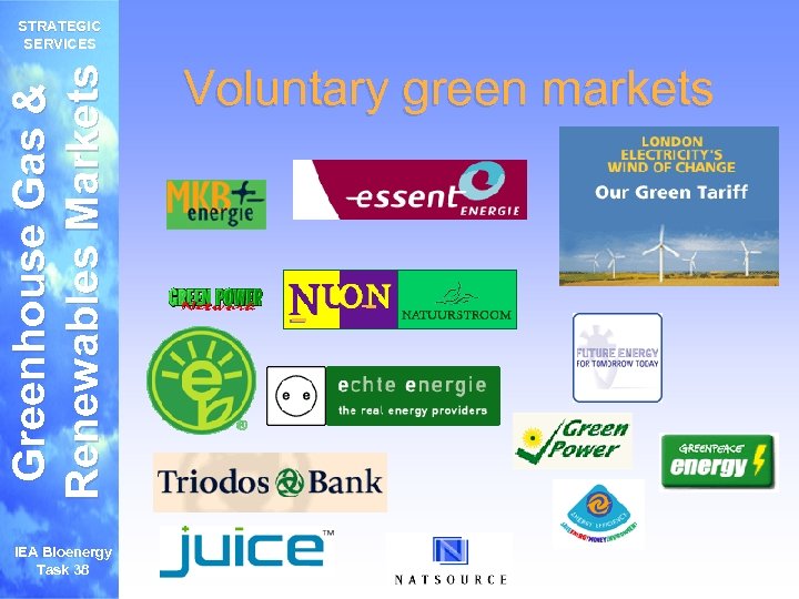 Greenhouse Gas & Renewables Markets STRATEGIC SERVICES IEA Bioenergy Task 38 Voluntary green markets