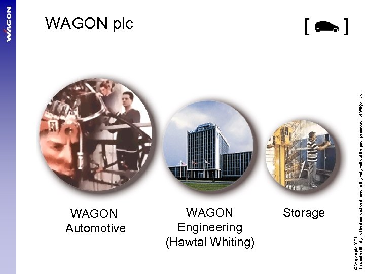 WAGON Automotive WAGON Engineering (Hawtal Whiting) Storage © Wagon plc 2001 This material may