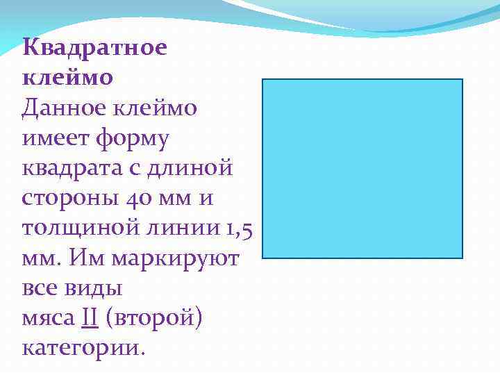 Квадратное клеймо Данное клеймо имеет форму квадрата с длиной стороны 40 мм и толщиной