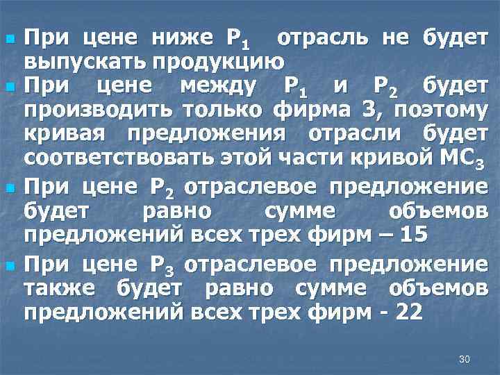 n n При цене ниже P 1 отрасль не будет выпускать продукцию При цене