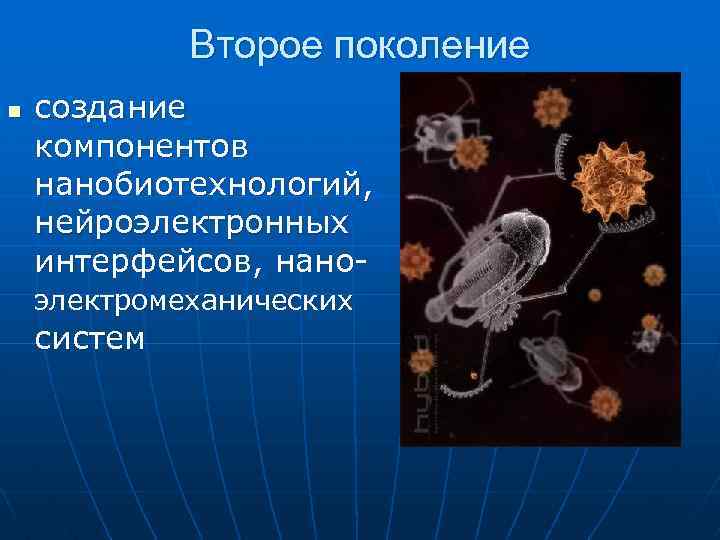 Второе поколение n создание компонентов нанобиотехнологий, нейроэлектронных интерфейсов, наноэлектромеханических систем 