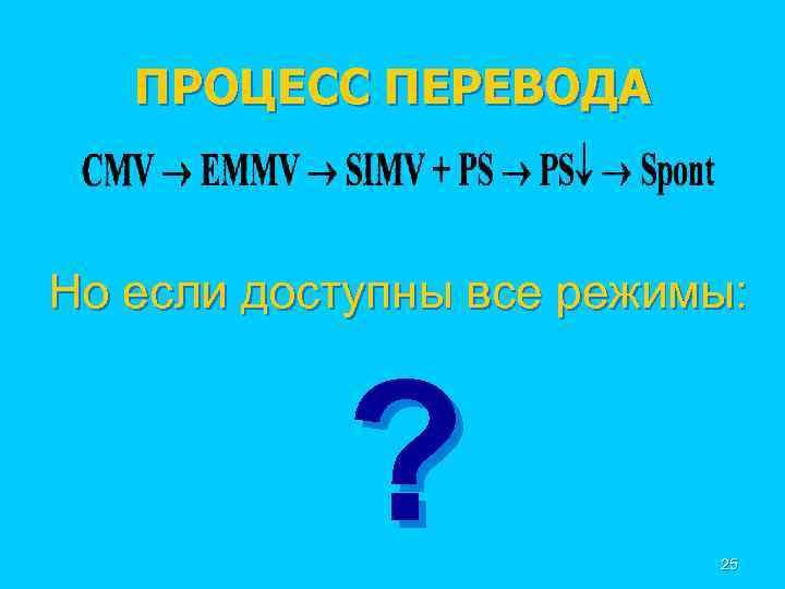 ПРОЦЕСС ПЕРЕВОДА Но если доступны все режимы: ? 25 