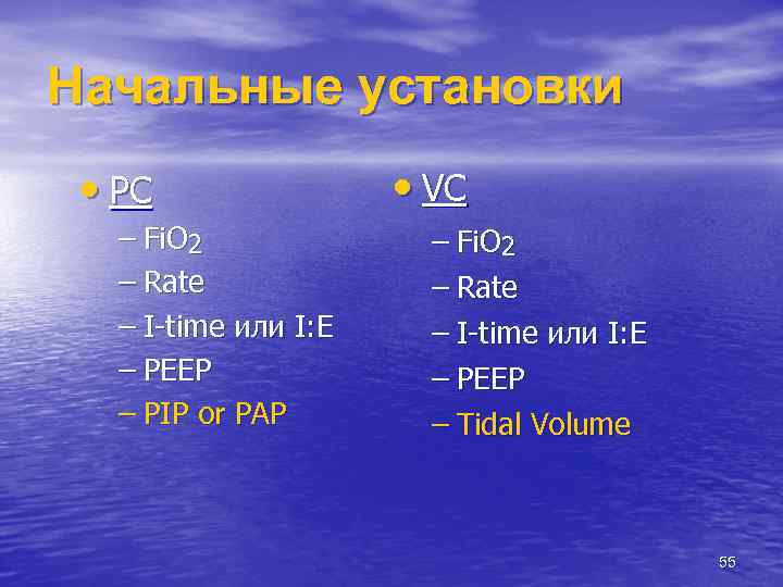 Начальные установки • PС – Fi. O 2 – Rate – I-time или I: