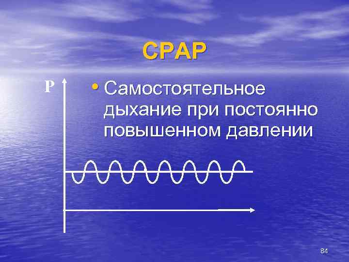 CPAP P • Самостоятельное дыхание при постоянно повышенном давлении 84 