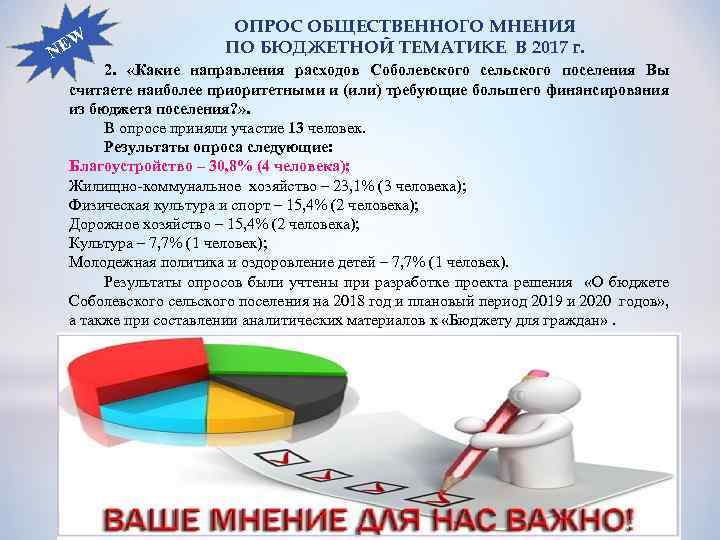 W NE ОПРОС ОБЩЕСТВЕННОГО МНЕНИЯ ПО БЮДЖЕТНОЙ ТЕМАТИКЕ В 2017 г. 2. «Какие направления