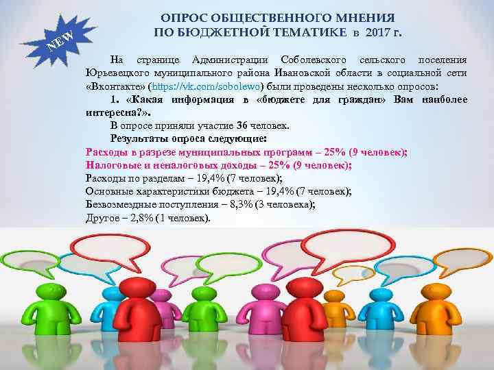 W NE ОПРОС ОБЩЕСТВЕННОГО МНЕНИЯ ПО БЮДЖЕТНОЙ ТЕМАТИКЕ в 2017 г. На странице Администрации