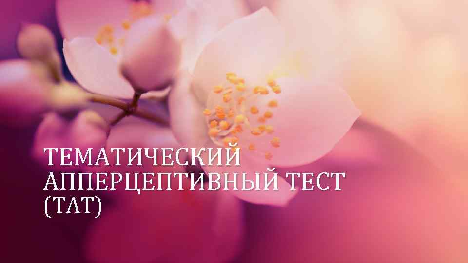 ТЕМАТИЧЕСКИЙ АППЕРЦЕПТИВНЫЙ ТЕСТ (ТАТ) 