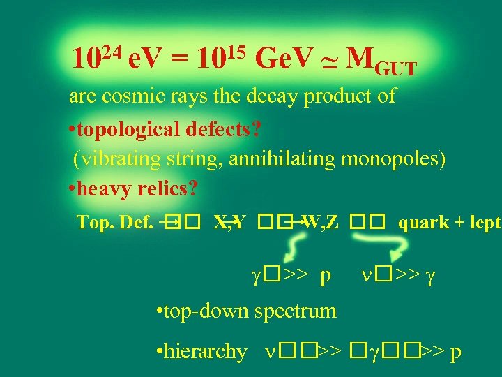 24 e. V 10 = 15 10 _ Ge. V ~ MGUT are cosmic