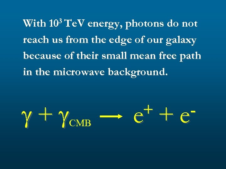 With 103 Te. V energy, photons do not reach us from the edge of