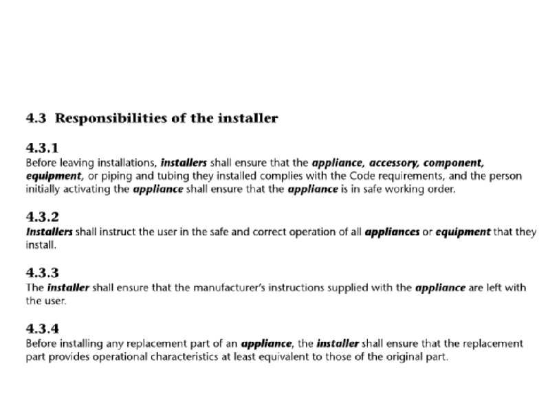 Responsibilities of the installer 