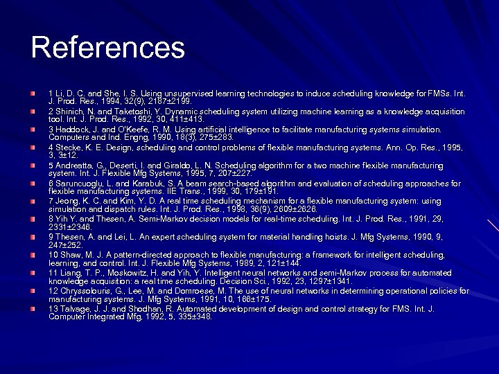 References 1 Li, D. C. and She, I. S. Using unsupervised learning technologies to