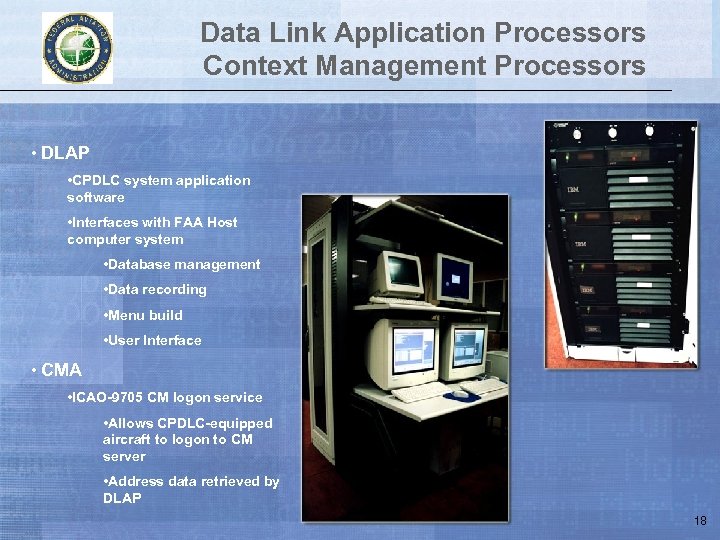 Data Link Application Processors Context Management Processors • DLAP • CPDLC system application software