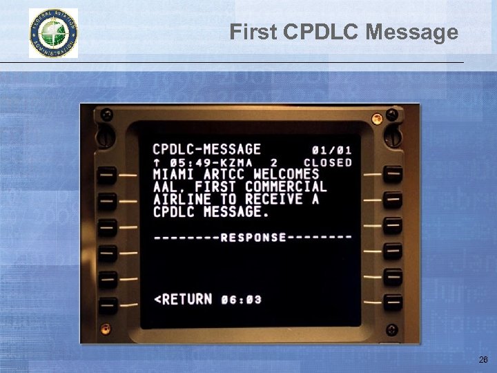 First CPDLC Message 26 