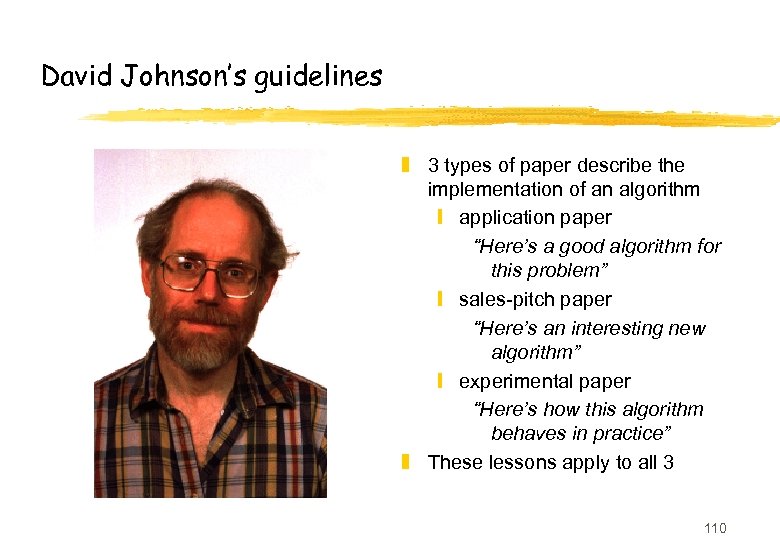 David Johnson’s guidelines z 3 types of paper describe the implementation of an algorithm