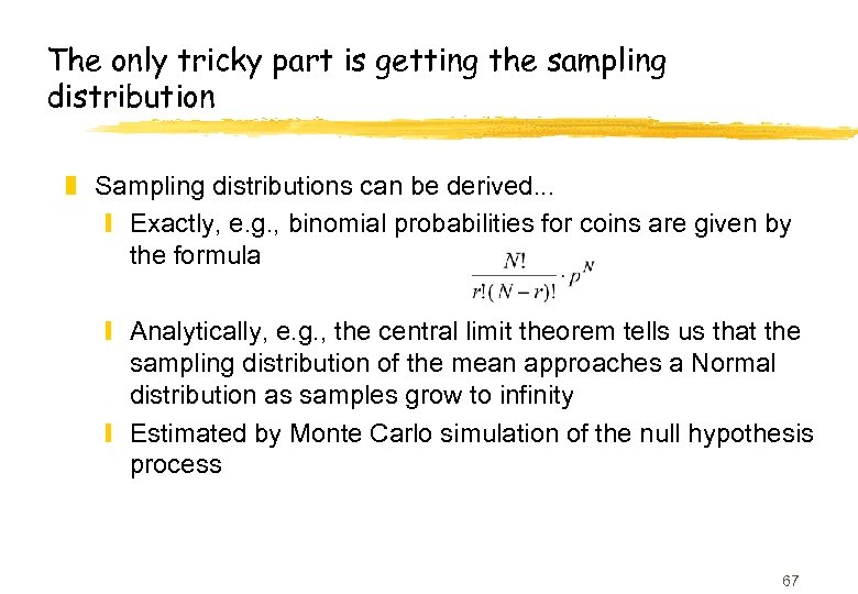 The only tricky part is getting the sampling distribution z Sampling distributions can be