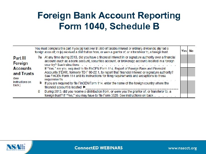 Foreign Bank Account Reporting Form 1040, Schedule B 