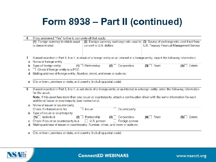 Form 8938 – Part II (continued) 