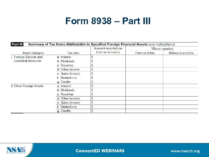 Form 8938 – Part III 