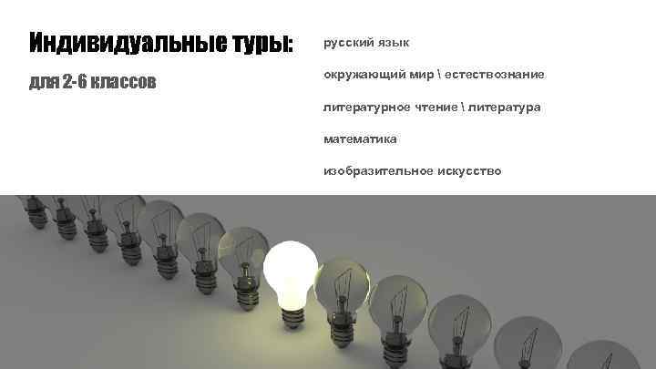 Индивидуальные туры: для 2 -6 классов русский язык окружающий мир  естествознание литературное чтение