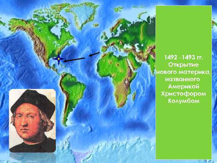 1492 -1493 гг. Открытие нового материка, названного Америкой Христофором Колумбом 