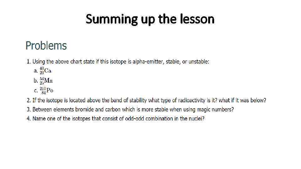 Summing up the lesson 