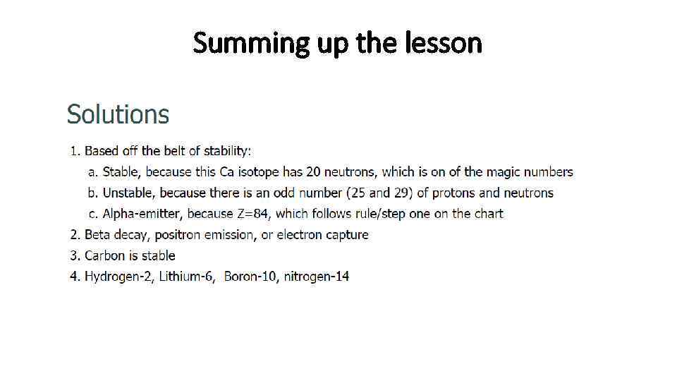 Summing up the lesson 