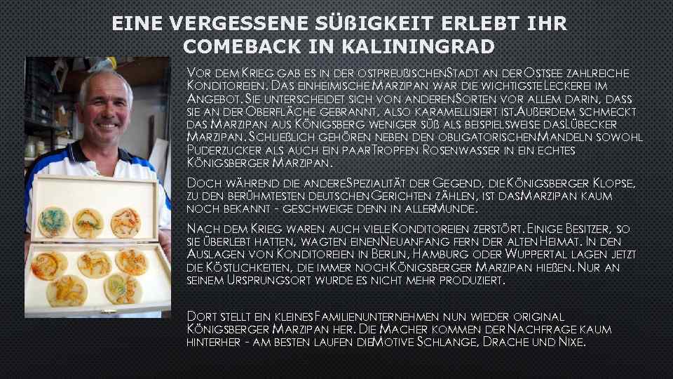 EINE VERGESSENE SÜßIGKEIT ERLEBT IHR COMEBACK IN KALININGRAD VOR DEM KRIEG GAB ES IN
