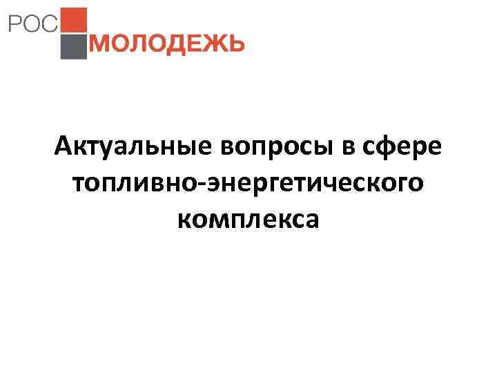 Актуальные вопросы в сфере топливно-энергетического комплекса 