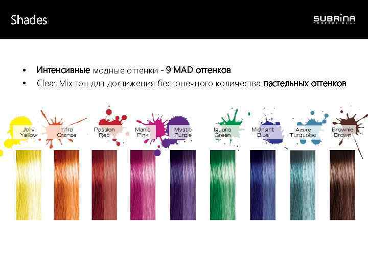 Shades • • Интенсивныe модные оттенки - 9 MAD оттенков Clear Mix тон для