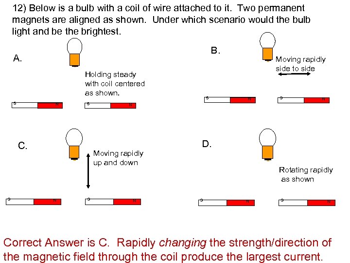 12) Below is a bulb with a coil of wire attached to it. Two