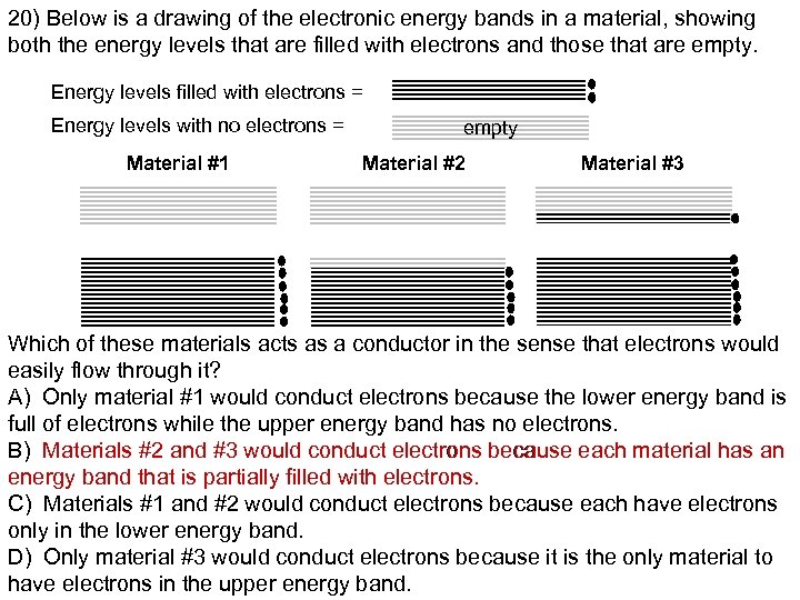 20) Below is a drawing of the electronic energy bands in a material, showing