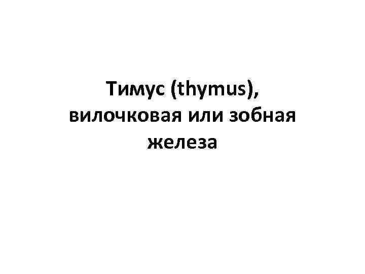 Тимус (thymus), вилочковая или зобная железа 