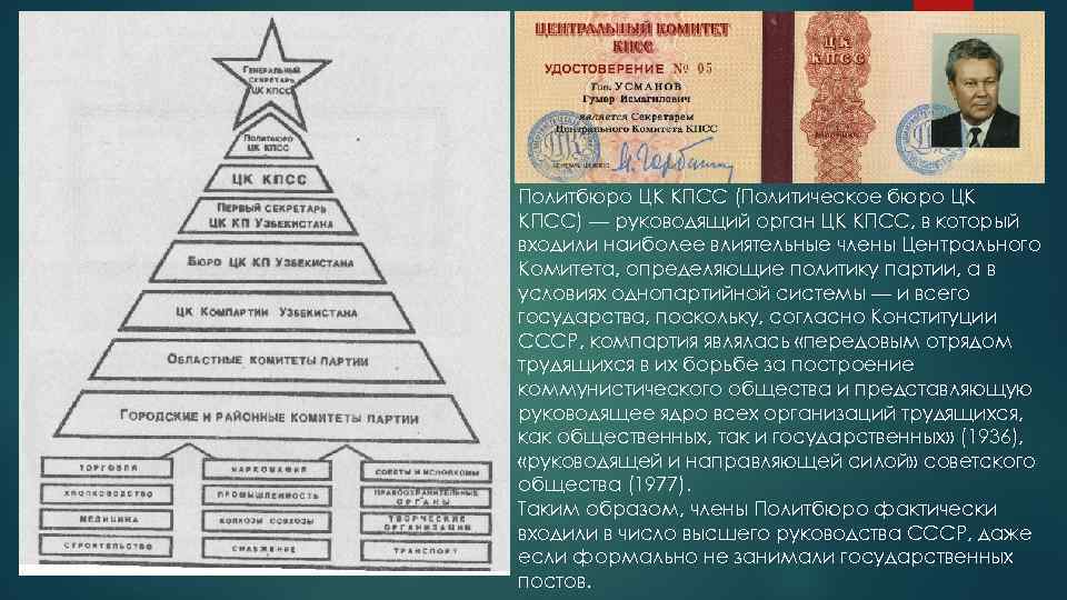 Политбюро ЦК КПСС (Политическое бюро ЦК КПСС) — руководящий орган ЦК КПСС, в который
