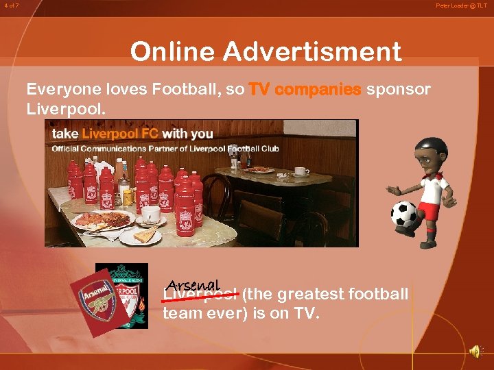 4 of 7 Peter Loader @ TLT Online Advertisment Everyone loves Football, so TV